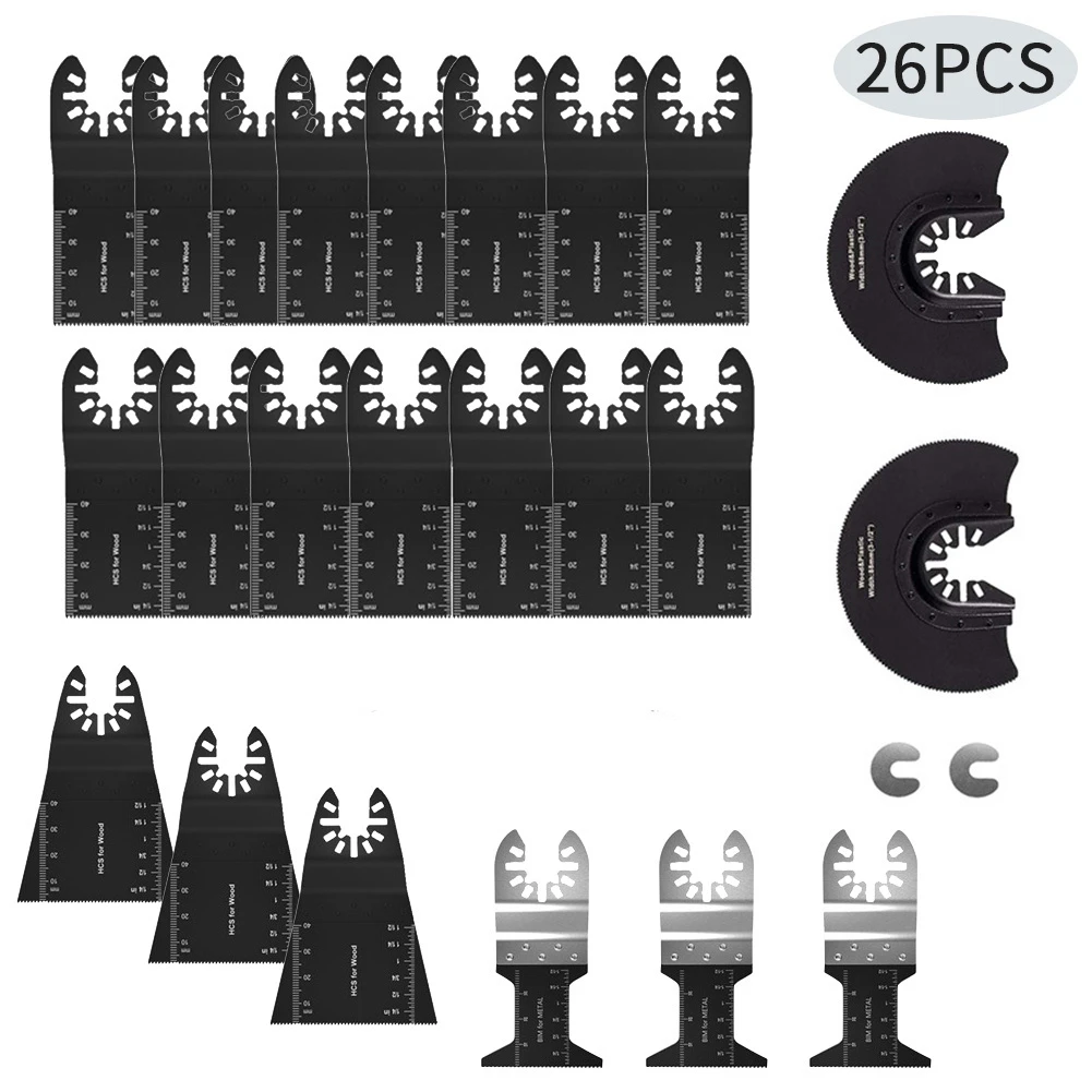 

26pcs Metal Cutting Saw Blade Oscillating Saw Blades MultiTool Oscillating Saw Blades For Renovator Power Wood Cutting Tool Bits