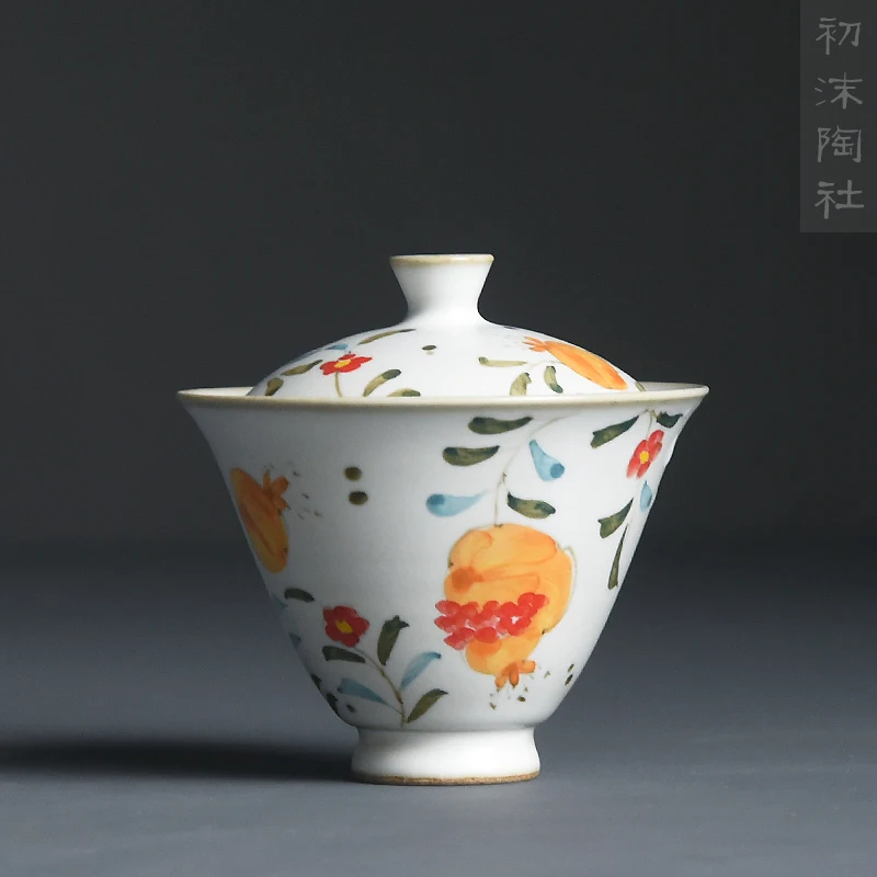 

★of the jingdezhen ceramic tureen pure manual hand-painted tureen pomegranate coarse pottery tureen kung fu tea set