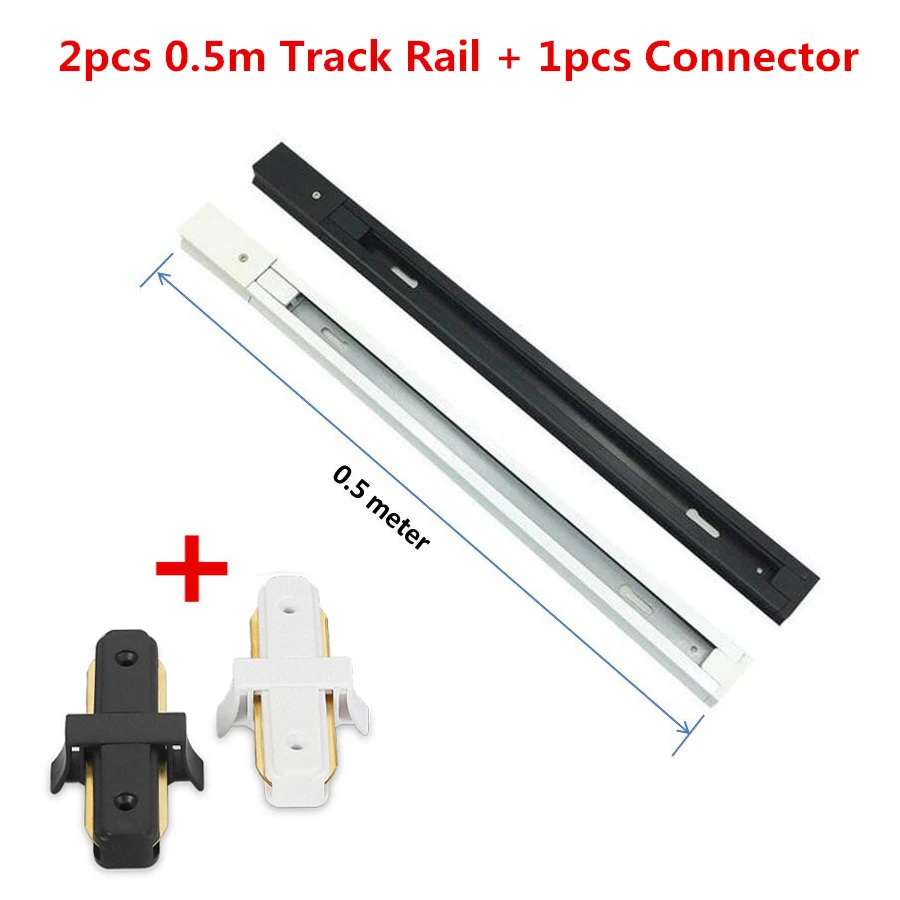 2pcs 0.5m Rail 12 Вт 20 Вт 30 Вт COB светодиодный светильник на рельсах, точечный светильник с регулировкой угла наклона фасоли, светодиодный светильник на треке, точечный светильник, 110 В/220 В - Испускаемый цвет: 2pcs 0.5m Rail