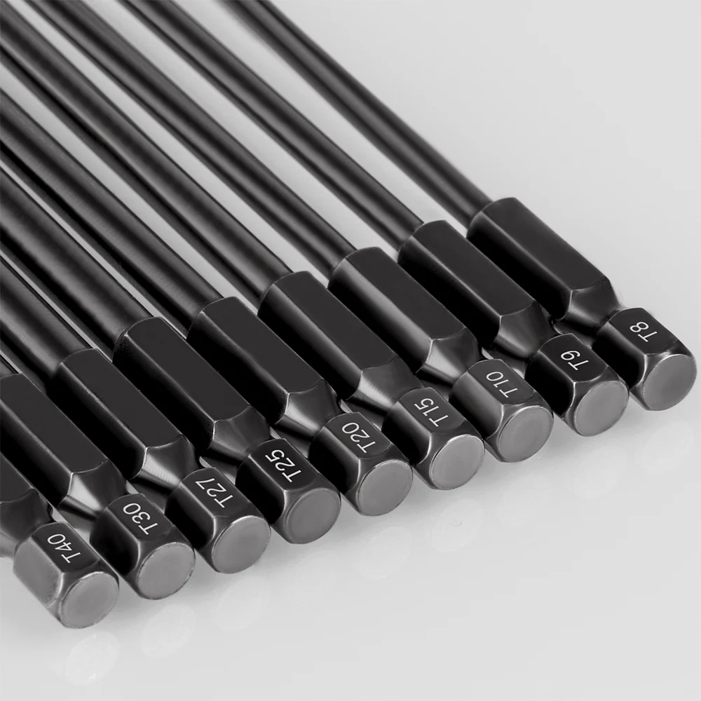 Биты для отверток Torx 100 мм/150 мм с отверстием черные и синие биты шестигранной