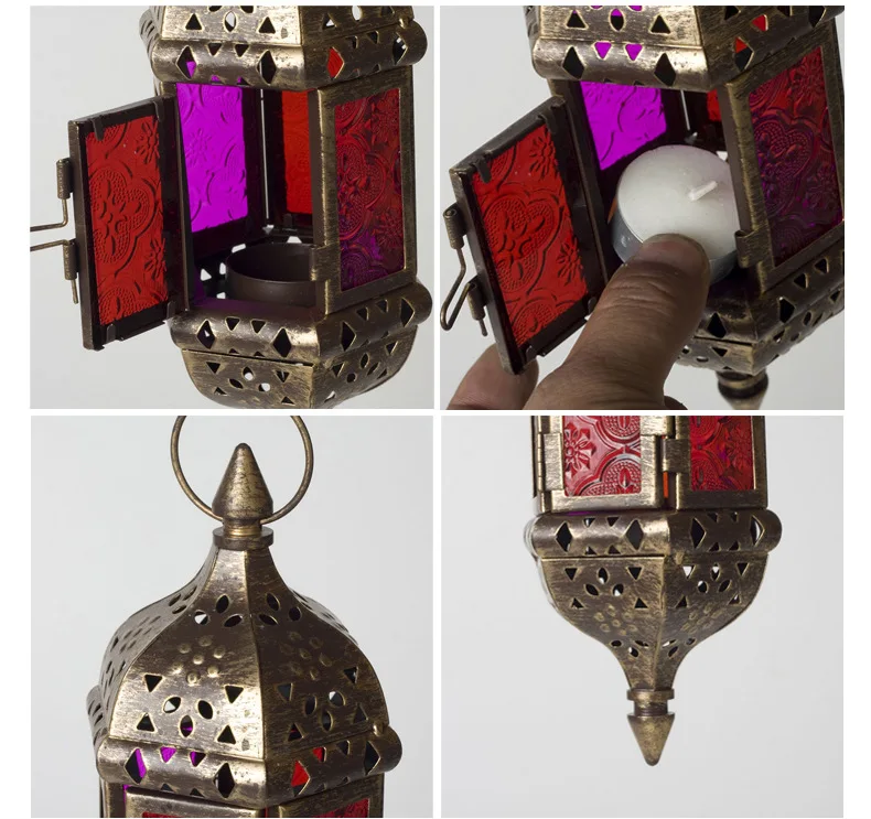 

Moroccan Style Decor Wall Hanging Candle Holder Classic Metal Candle Stick Candle Lantern for Wedding Party Home Decoration