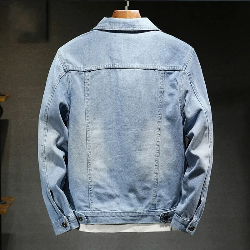 Модная демисезонная Мужская джинсовая куртка рваная ковбойская с дырками