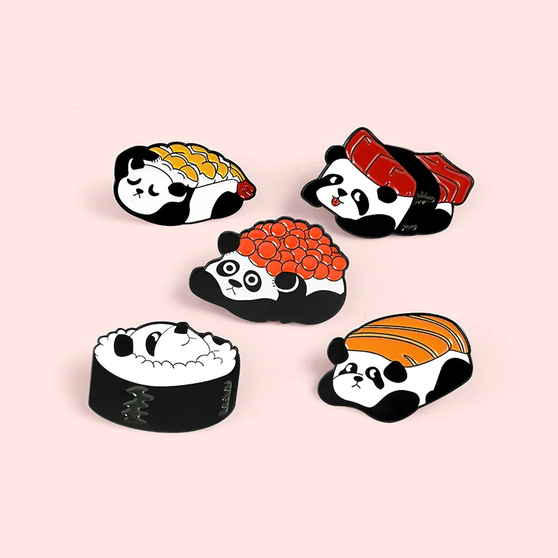 

Creative Cute Panda Sushi Series Modeling Brooch Enamel Pin Food Badge Baby Cute Jewelry Hat Bag Accessories Children's Gifts