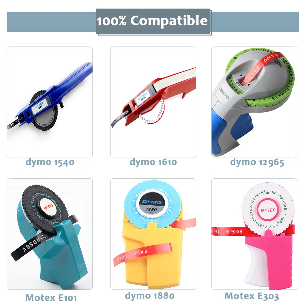 5 шт. пластиковая 3d лента Absonic 9 мм * 3 м разные цвета тиснение бирка принтер