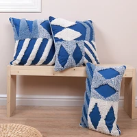 lake blue cushion cover 45x45cm30x50cm home decoration pillowcover geometric tufted for sofa bed chair living room bed room