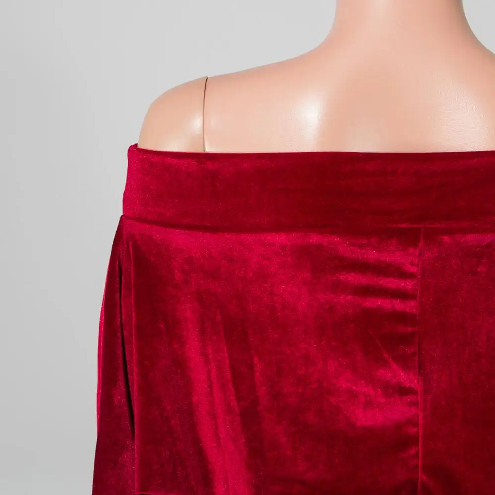 Женское Бархатное облегающее платье с открытыми плечами длинными рукавами и