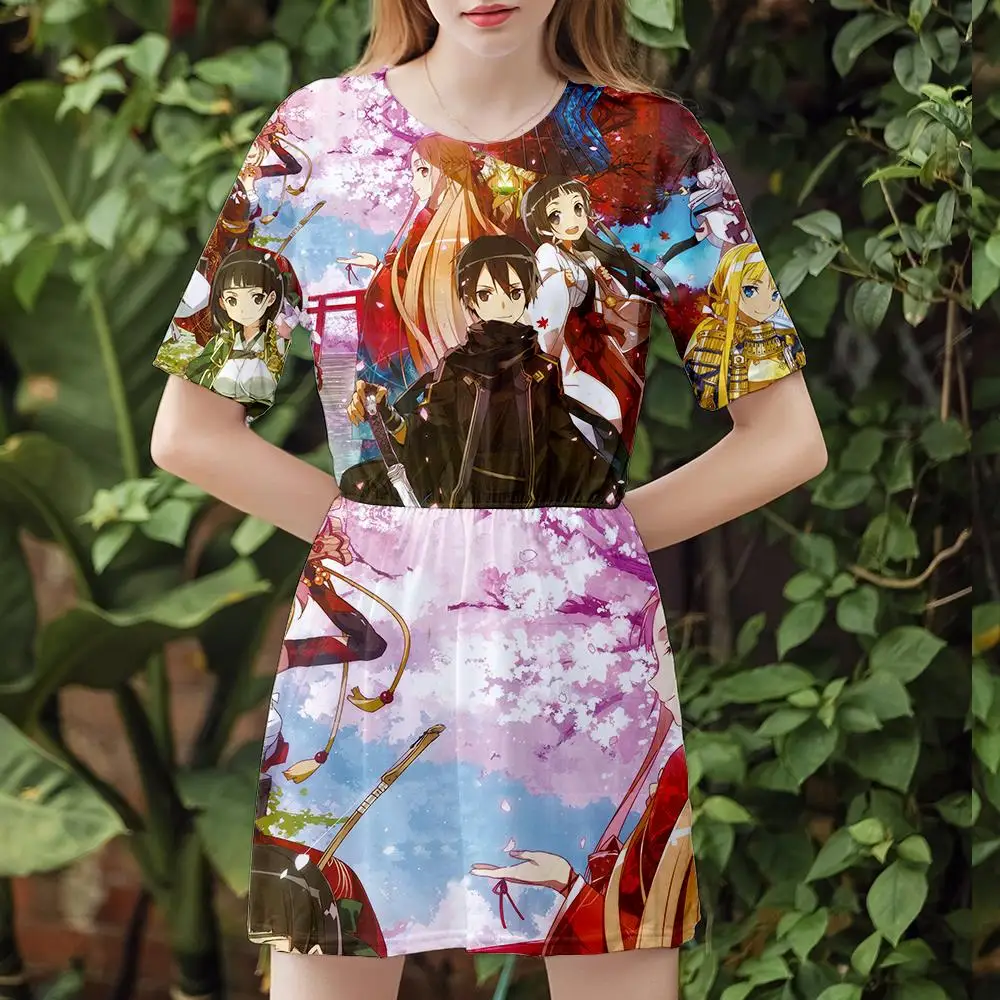 Sword Art Online платье сексуальный костюм хит продаж с коротким рукавом высокое