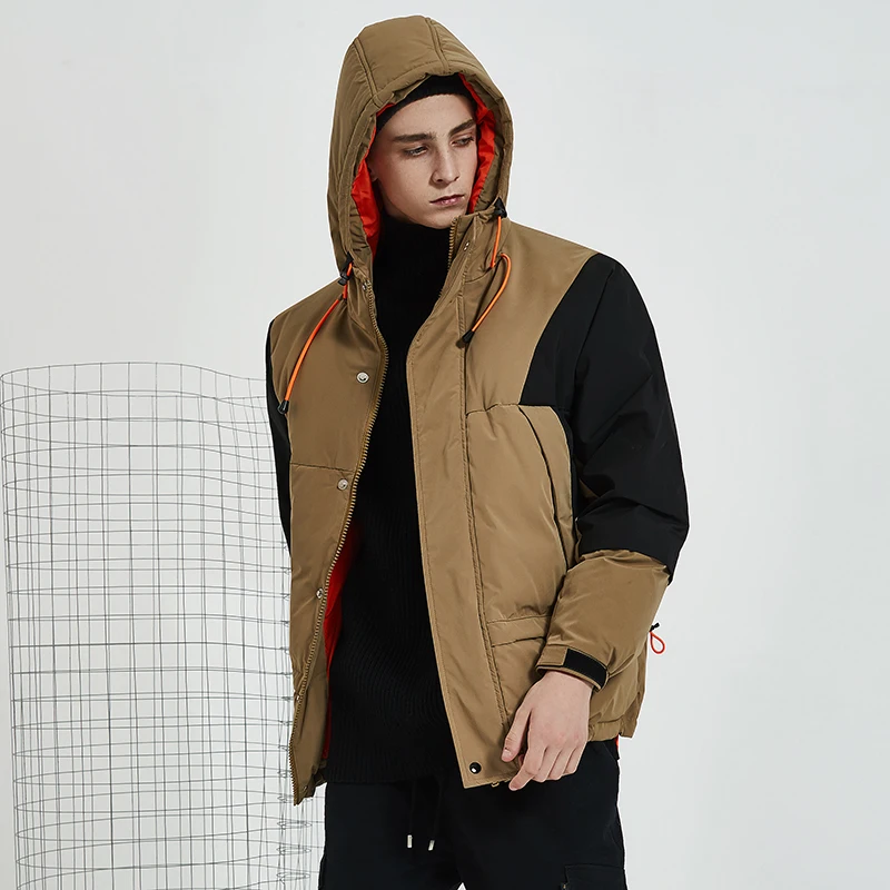 Мужской толстый пуховик повседневный свободный с капюшоном зима 2019|Мужские