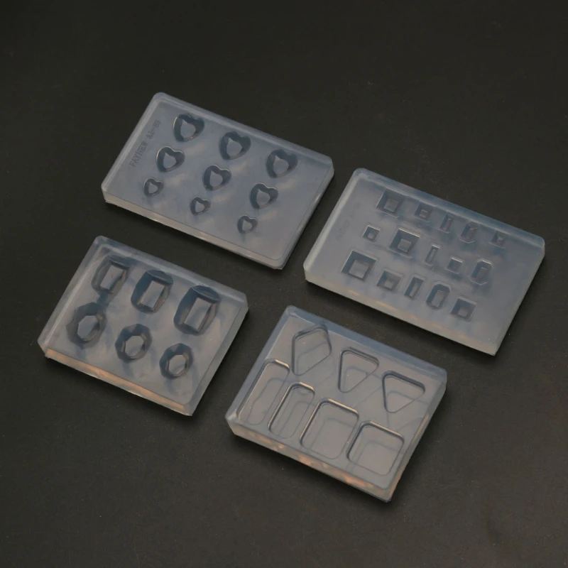 

12Pcs Mini Faceted Diamond Crystal Resin Mold Oval Round Gemstone Nail Art Molds N0HE