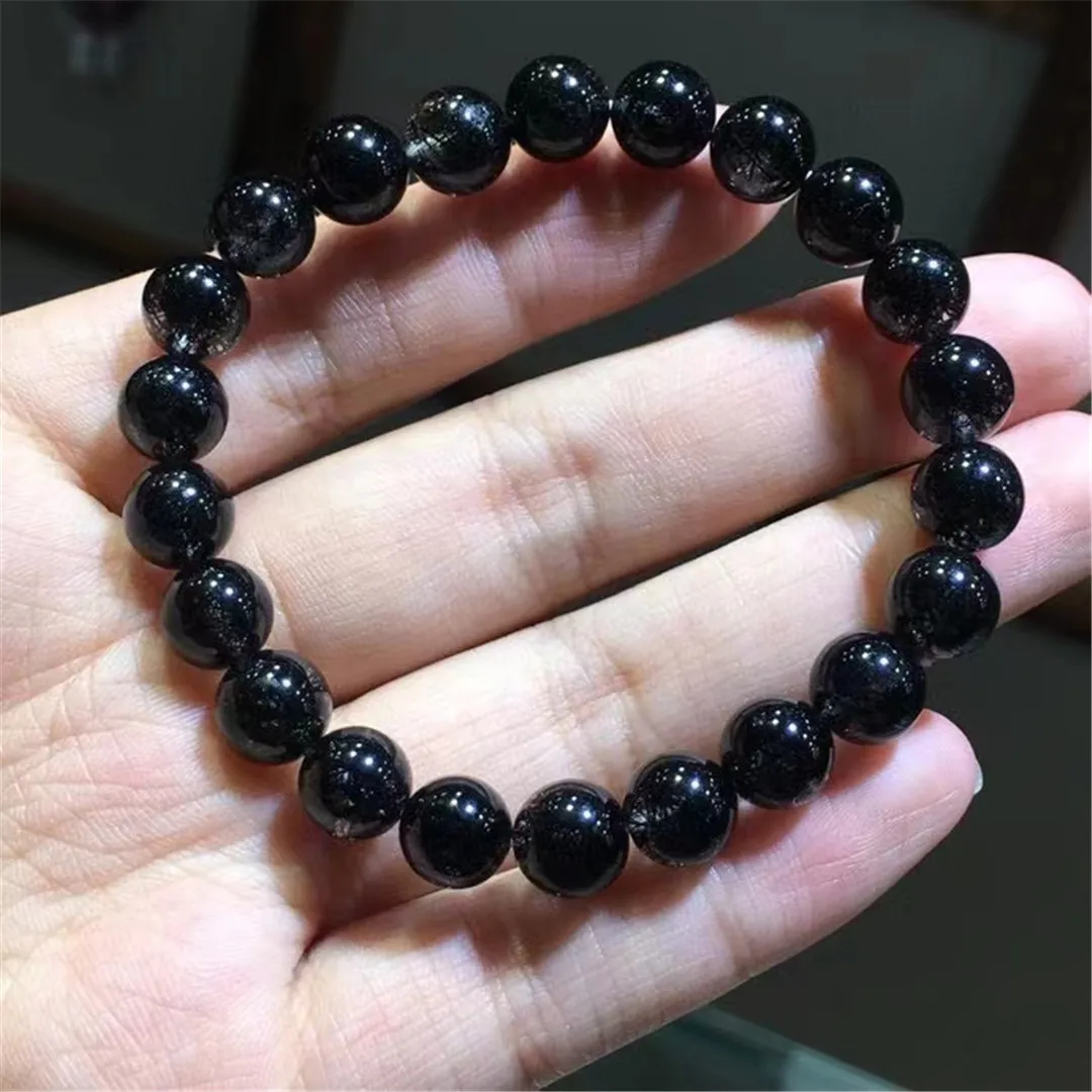 

Браслет из натурального черного рутилированного кварца, 8 мм