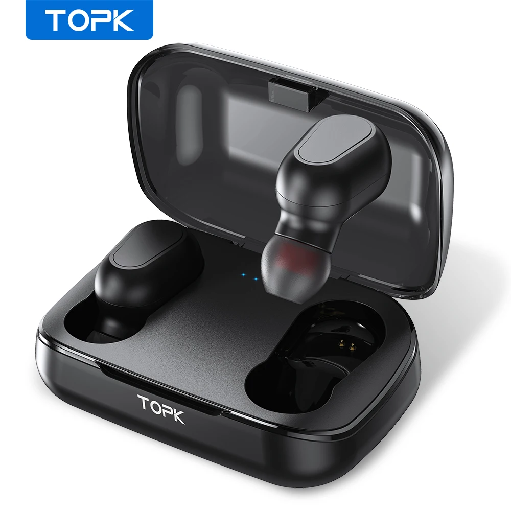 TOPK Bluetooth наушники-вкладыши TWS с 5 0 настоящие Беспроводные наушники микрофоном