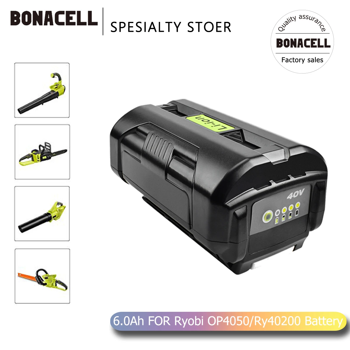 Bonacell 6000mAh 40V Li-ion Battery OP40401 OP4050A for Ryobi RY40502 RY40200 RY40400 Replacement Battery L70 - изображение