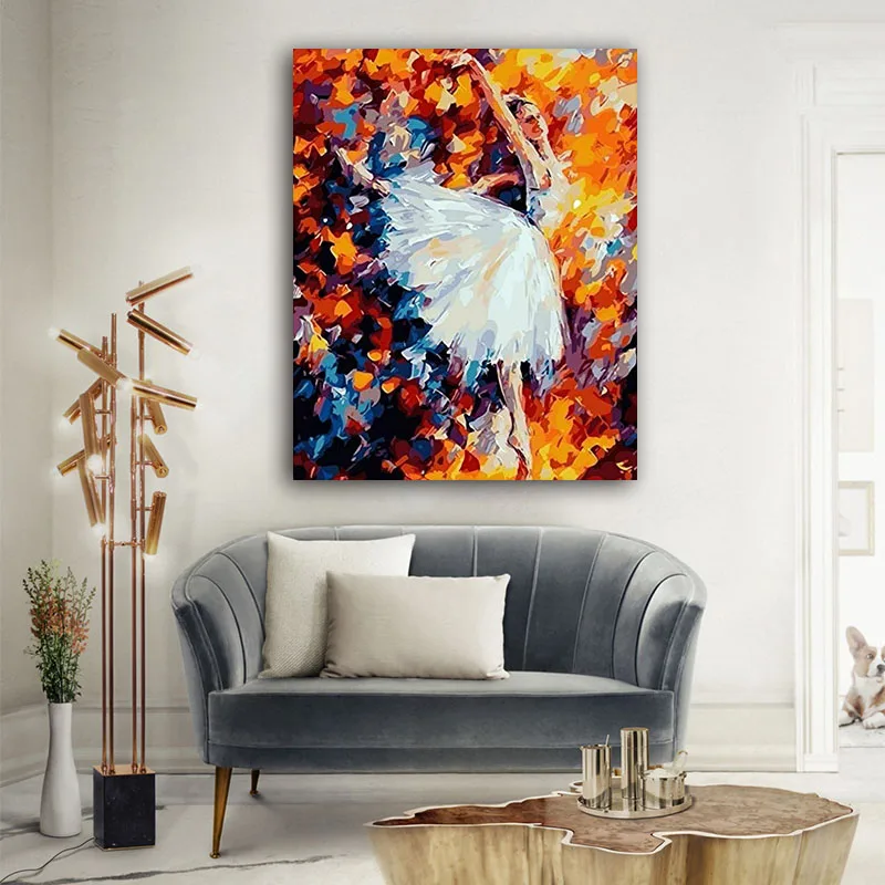 DIY картинки для раскраски по номерам с балетом рисунок танцора Рисунок Живопись в