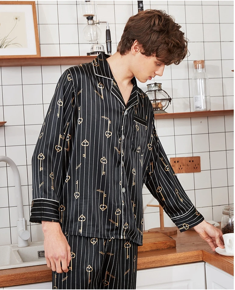 2 шт. Мужские пижамные комплекты с отложным воротником и длинным рукавом|pajama sets|mens