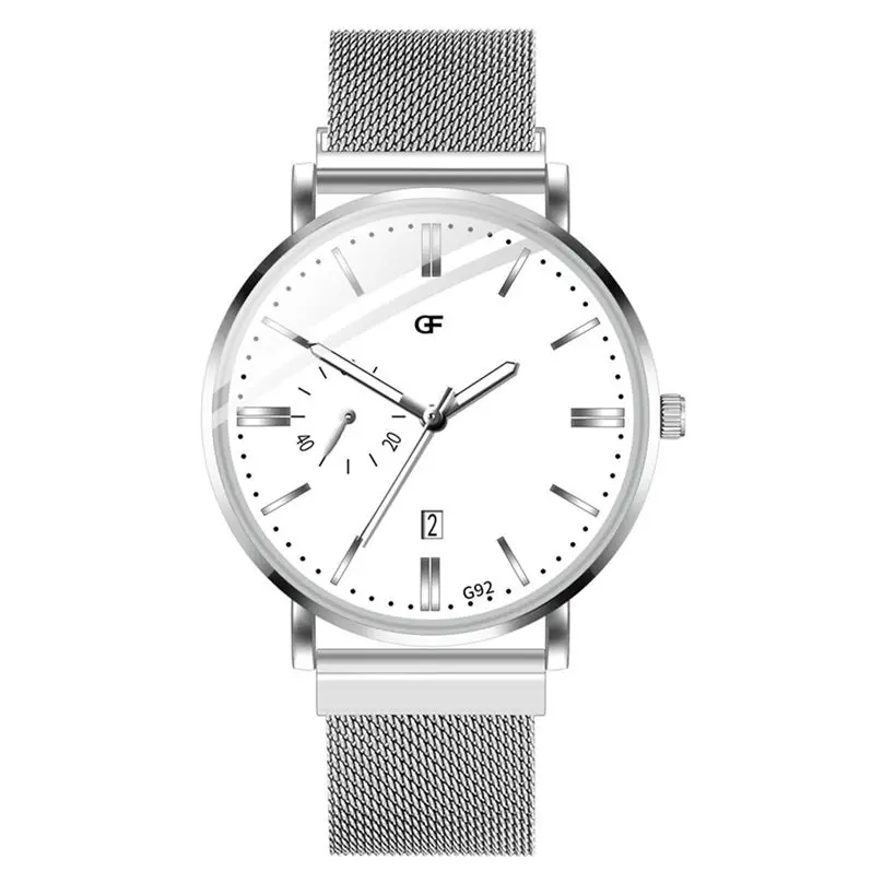 Мужские модные повседневные деловые часы с простой магнитной пряжкой и сеткой