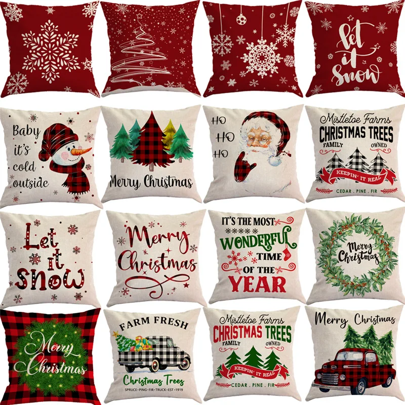 

45x45cm Cartoon Santa Claus Elk Christmas Pillowcase 2021 Christmas Decor for Home Merry Christmas Ornament Navidad Xmas Gifts