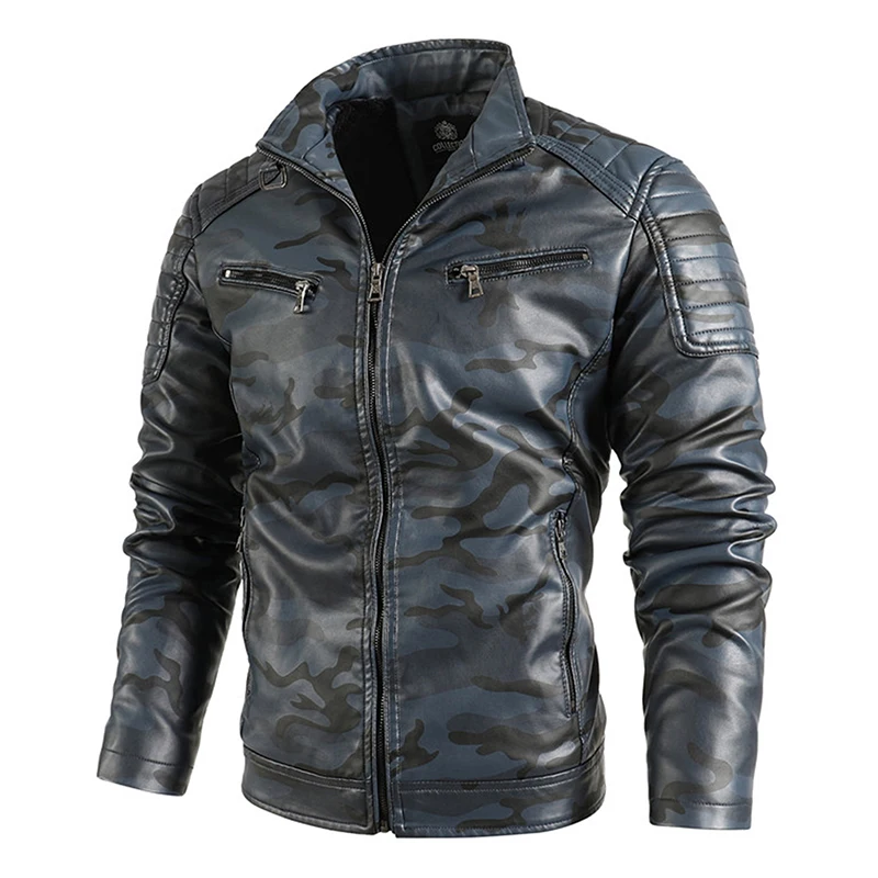 Мужская кожаная куртка Черная байкерская на меховой подкладке теплая