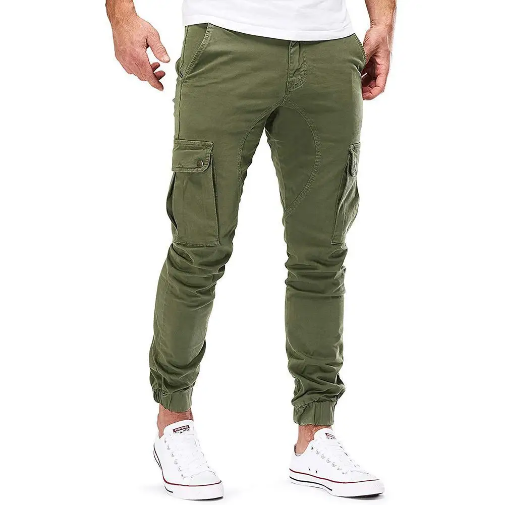 

Men Jogging Gym Trousers Fashion Elasticated Slim Casual Multi-Pocket Long Sport Jeans Work Pants Loose Pants Thin Sweatpants