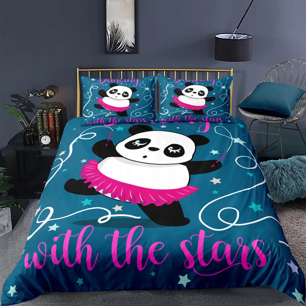 

3D Duvet Cover Set Cartoon Panda Print Bedding Set Cute Animal Comforter Covers Single Double Queen King Size Children Kids