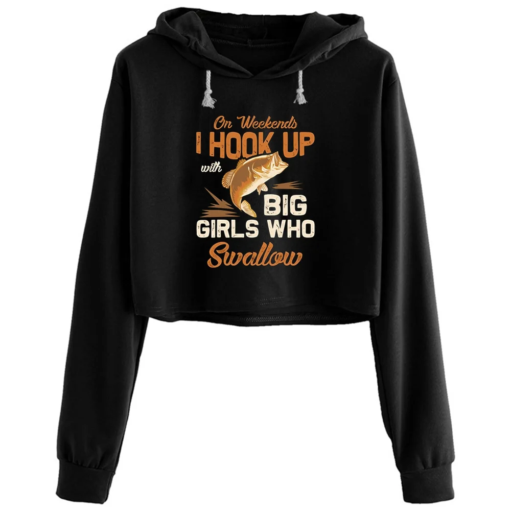 

I Hook Up Crop Hoodies Women Aesthetic Kpop Korean Y2k Pullover For Girls