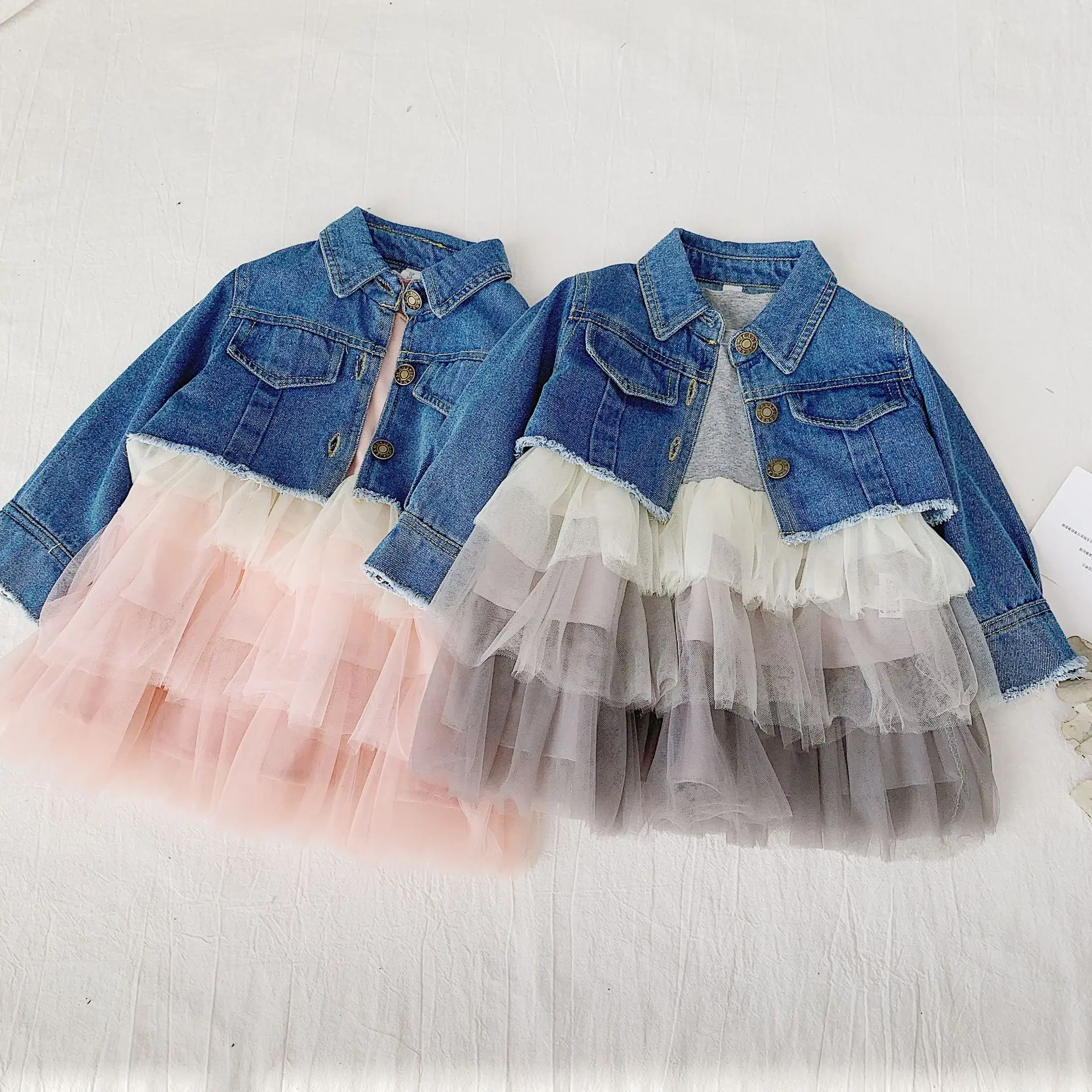 WLG/осенние платья для девочек Детское Сетчатое платье в стиле пэчворк Цвет серый