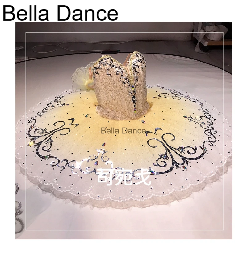 Профессиональная балетная пачка желтая позолоченная тарелка платье-пачка для