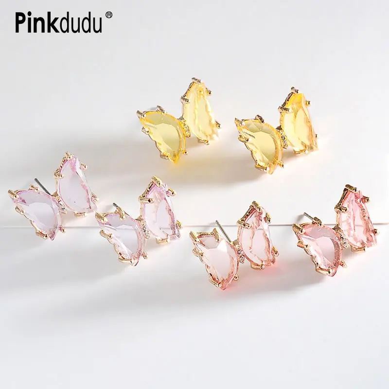 Pinkdudu в Корейском стиле Ins 8 цветов милые женские туфли серьги гвоздики Стекло