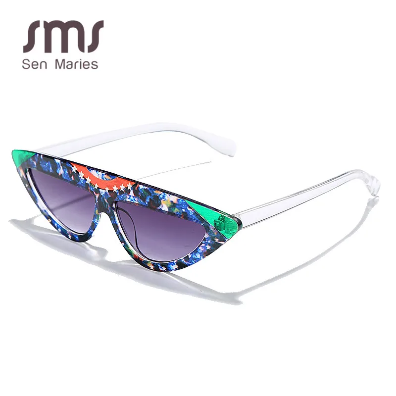 Солнцезащитные очки кошачий глаз для мужчин и женщин винтажные Модные Цветные