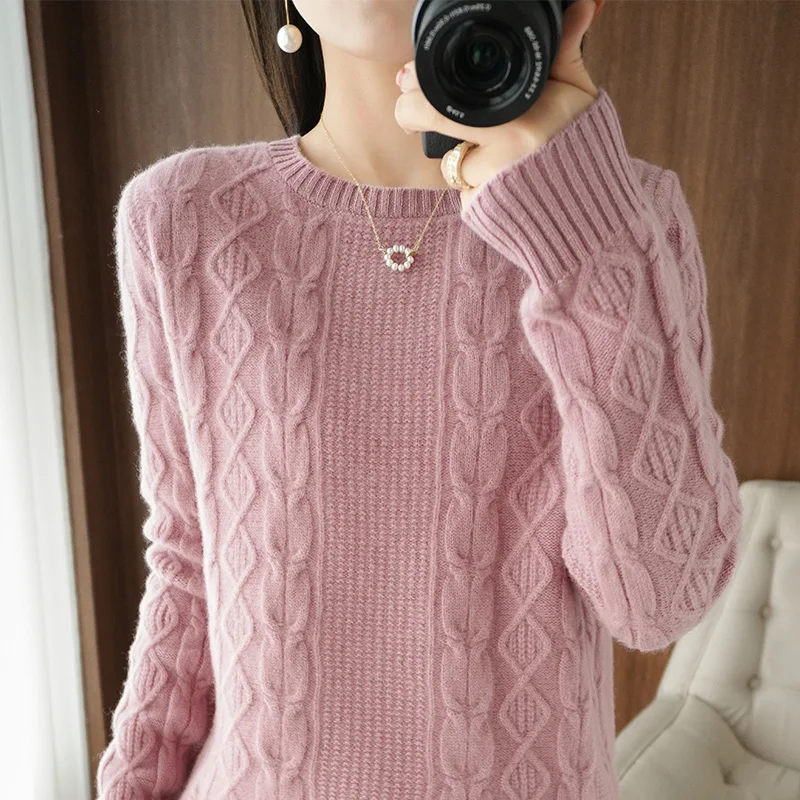 

Свитер женский кашемировый, плотный вязаный пуловер с круглым вырезом, однотонный вязаный Топ, большие размеры, на осень и зиму