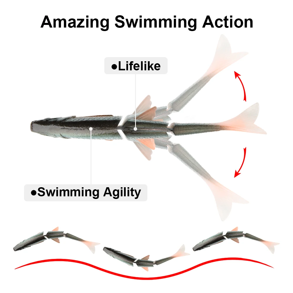 Спинполер 3 секции мягкая рыболовная приманка для форели щуки мягкий пластик