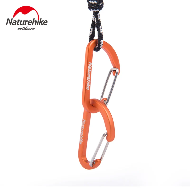 

Naturehike 16pcs/lot 4cm D Shape Camping Carabiner Aluminum Hook Clip Holder mini Buckles Survival Kits Fast Hang hook