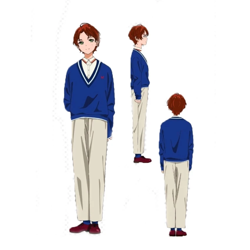 

Anime WONDER EGG PRIORITY Momoe Sawaki Cool girls blue sweater pants full set Cosplay Halloween Christmas Party Custom Made