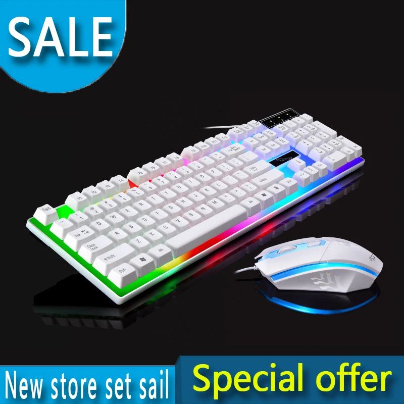 

Mechanical Gaming Keyboard 104 Keys Wired USB LED Backlit Keyboard And Mouse Set For Laptop PC RGB Gaming Keyboard