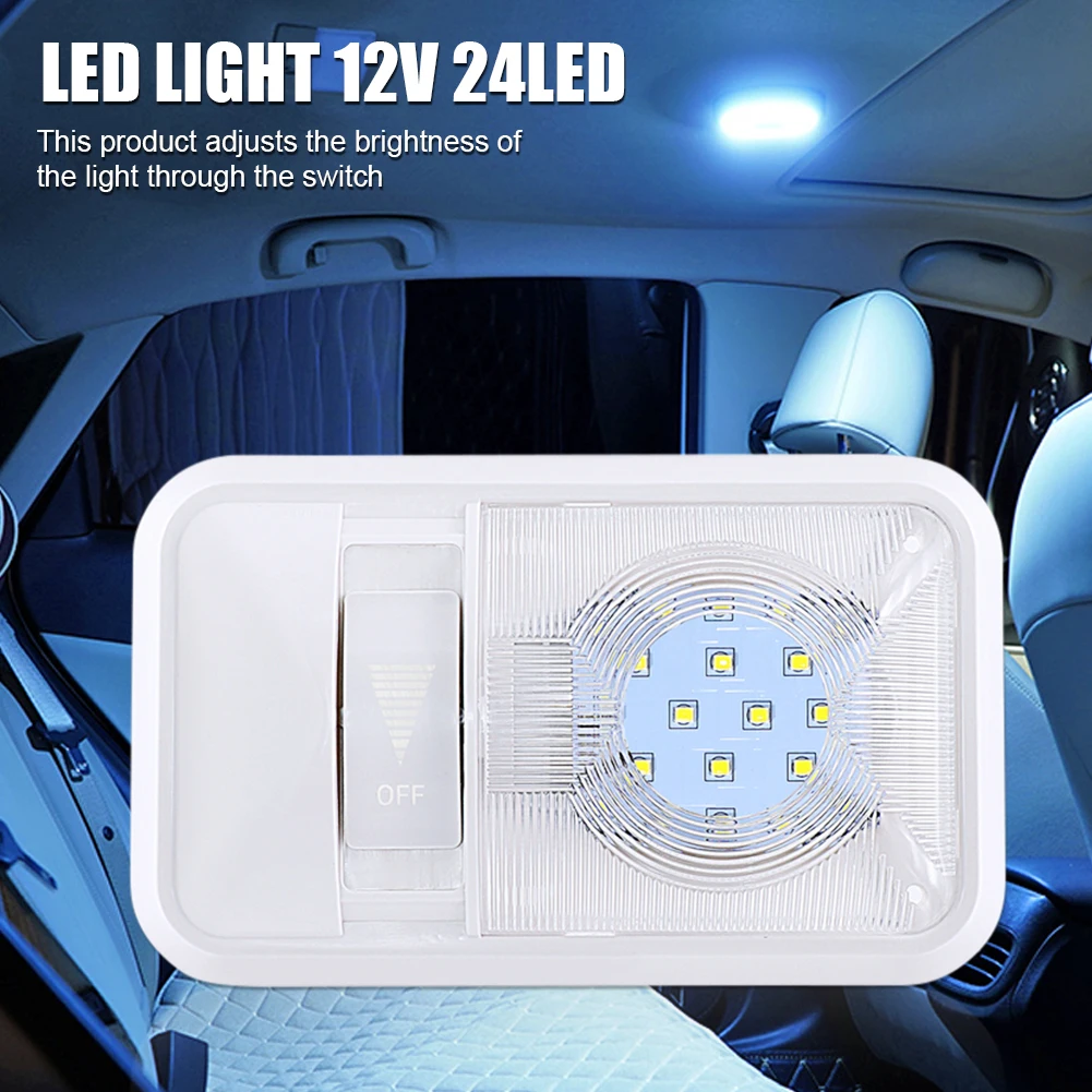 

Car Roof Light 24LED Auto Ceiling Dome Light Dimmable Interior Reading Light 12V DC Atmosphere Night Light for Truck RV Trailer