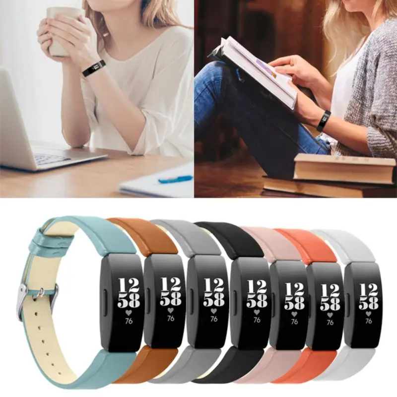 Кожаные ремешки для часов совместимые с Fitbits Inspire женщин и мужчин тонкие сменные