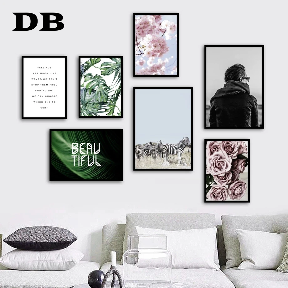 

Flower Plant Leaves Monstera Zebra Quotes Nordic Posters And Prints Wall Art Canvas Painting Wall Pictures For Living Room Decor