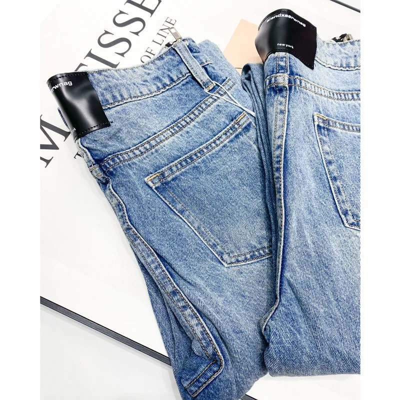 

Alexander AW King's Jeans Women's 21 Spring/Summer New High Waist Thinning Side Zipper Raw Edge Straight Pants