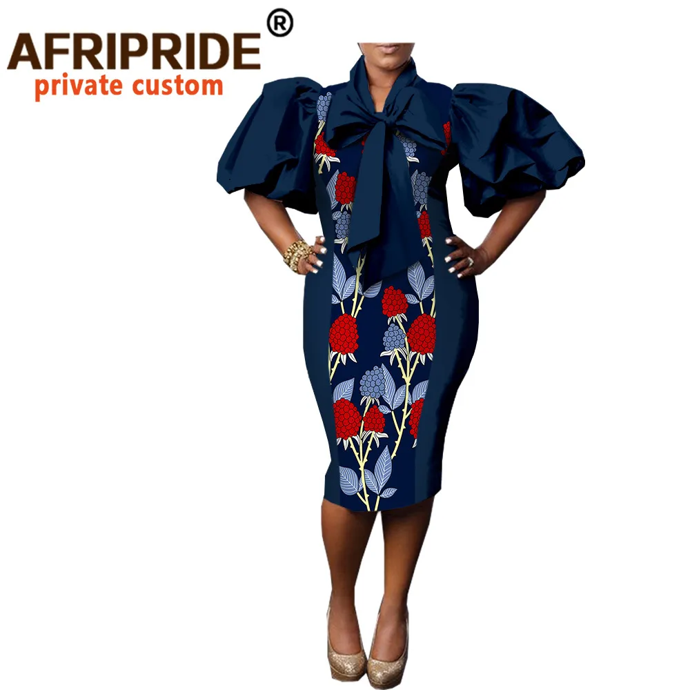 Платье женское хлопковое с бантом на шее рукавом фонариком до колена|dress for|women cotton