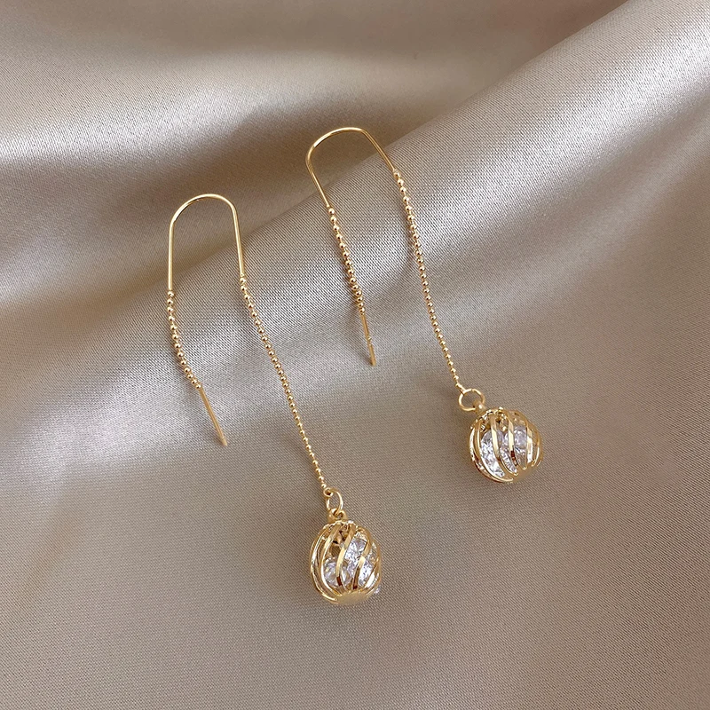 

Trendy Thread Long Tassel Metal Hook Earrings Arc Geometric Earrings for Women Gold Color Statement Fashion Female Jewelry