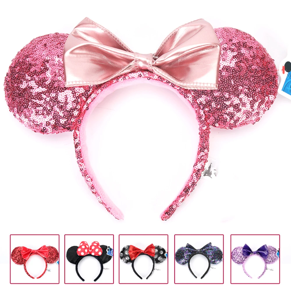Minnie Ears Headband Sequin Bows Purple Aulani Gold Flower DOT Ariel EARS COSTUME Hallowmas Cosplay Plush Gift 11 Style | Тематическая