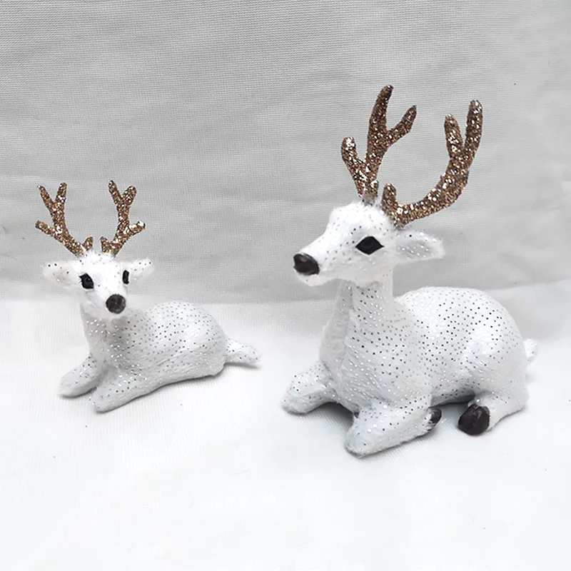 

Simulation Animal Model Small Deer Christmas Ornaments Miniature Animal Prop Home Desk Decoration Cute Deer Statue Kid Gift