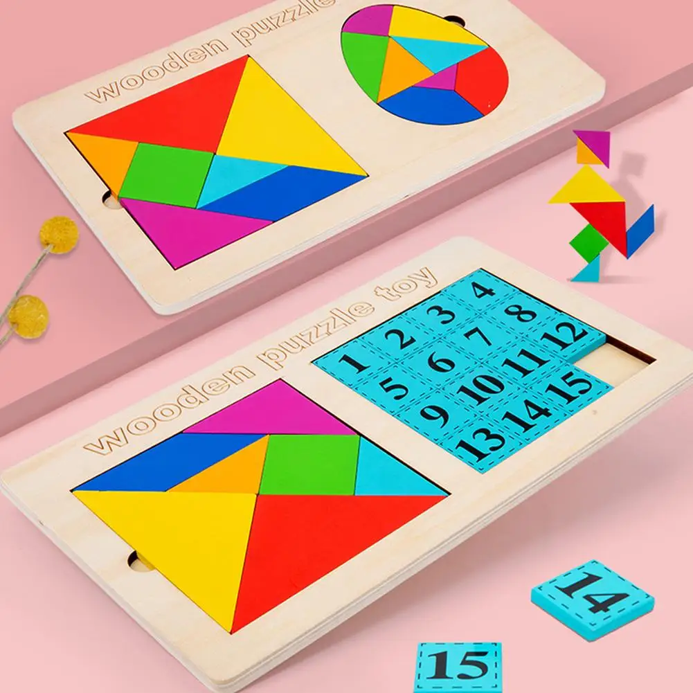 

Wooden Tangram Puzzle Toy Educational Geometry Jigsaw Toy Montessori Wooden Tangram For Children's Gifts