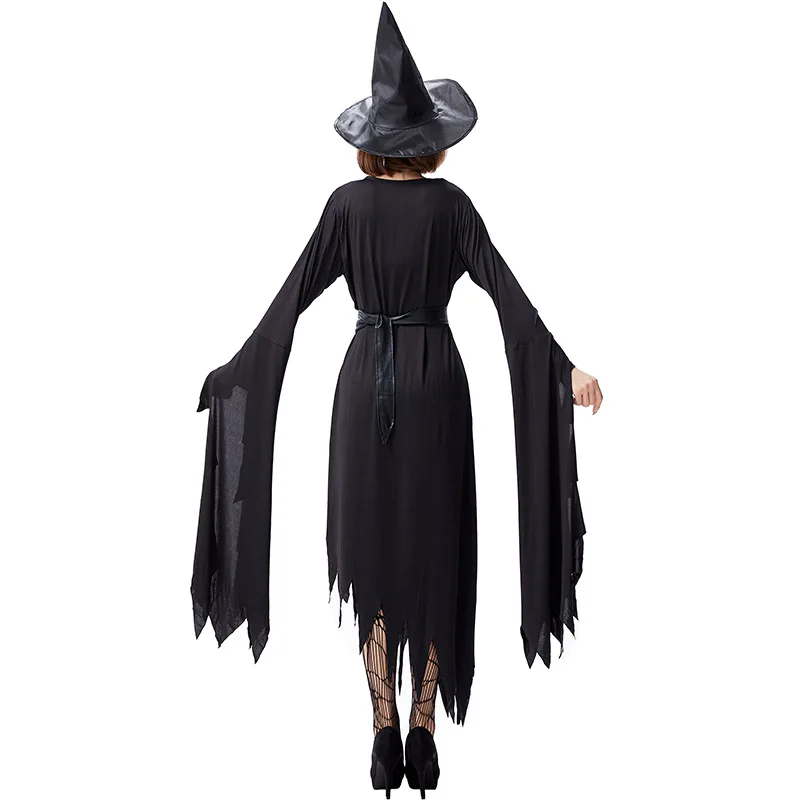 

WEPBEL Black Irregular Witch Dress Halloween Dress Clothing Elastic Slim Naughty Night