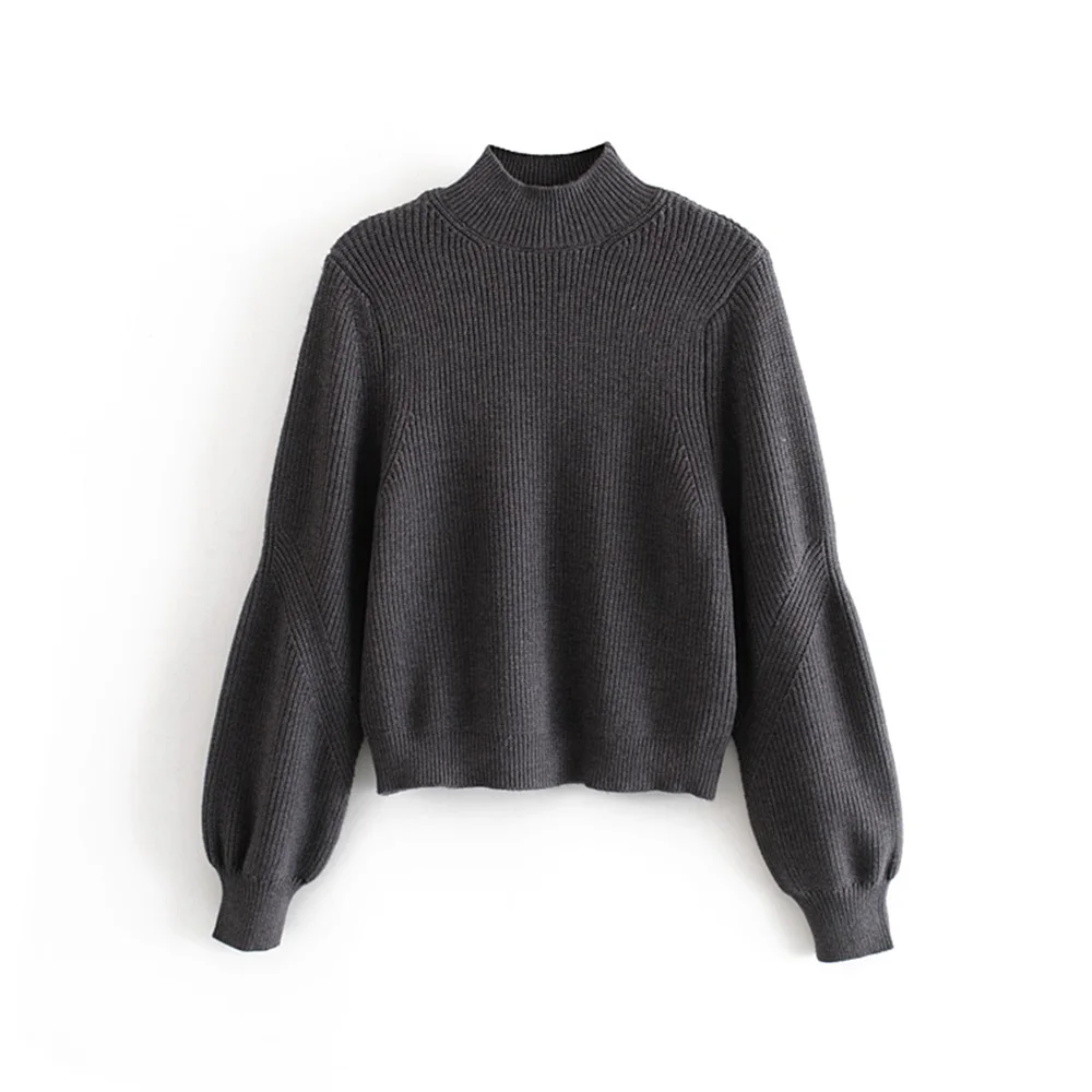 Autumn 2019 Women's Wear New Half-high-collar Long-sleeved Loose Pullover Knitted Blouse | Женская одежда