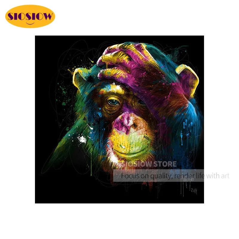 Colorful 5D DIY Gorilla Diamond Painting Full Drill Square Animals Round Daimond Mosaic Modern Broderie Diamants Embroidery | Дом и сад