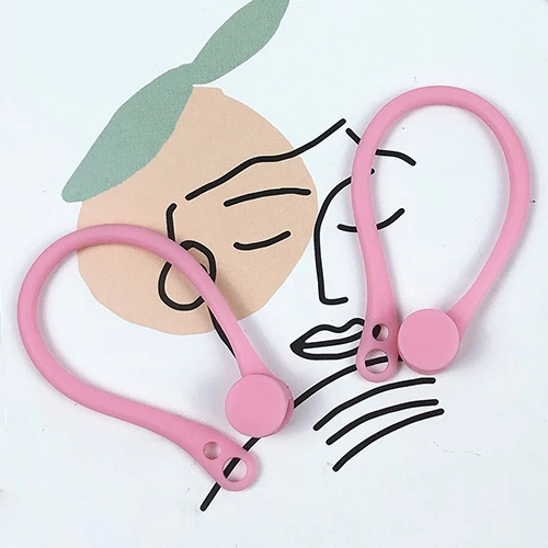 High quality Pink Защита airpods, ушной крючок, силиконовый, bluetooth, беспроводной держатель для наушников, наушники, ушной крючок для apple, анти-потеря, аксессуары для air pods - Цвет: High quality Pink