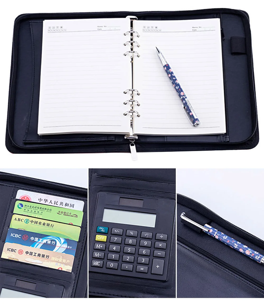 А5 Папка для документов с калькулятором на молнии Fichario Binder Padfolio портфель для ноутбука сумка для путешествий