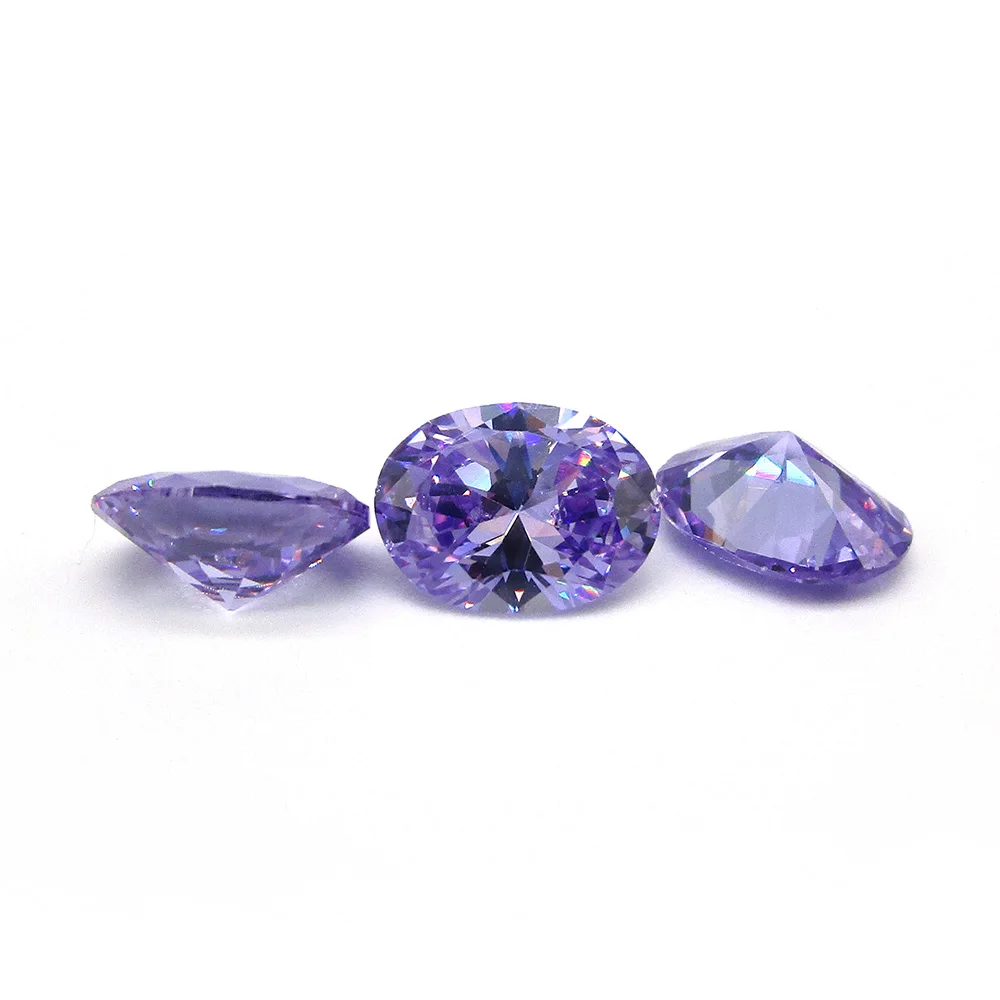 

Free Shipping 50pcs AAAAA Oval Cut Lavender Cubic Zirconia 9x11mm 10x12mm Loose CZ Stone
