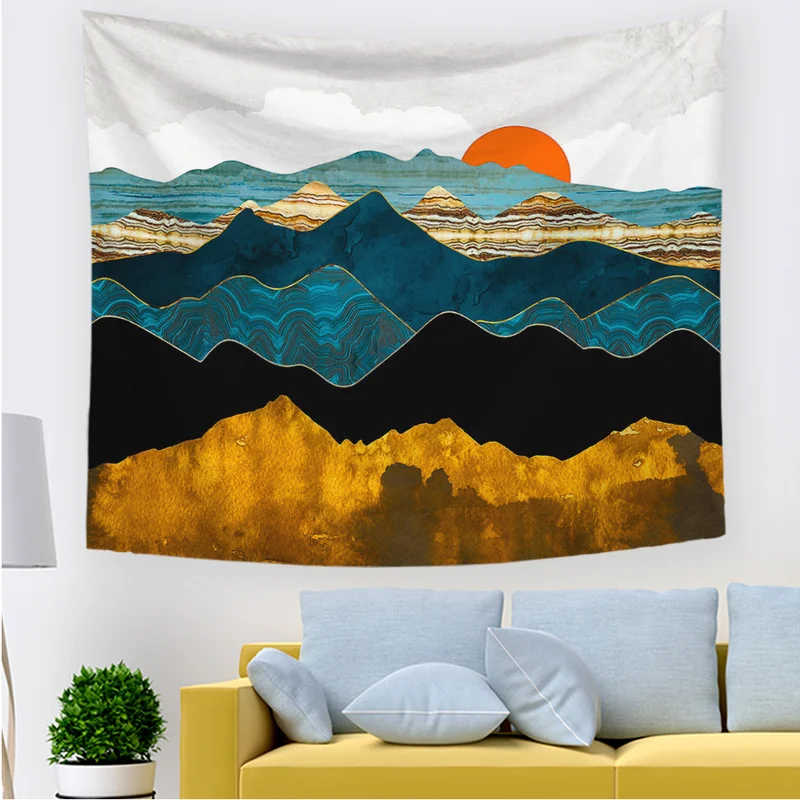 Скандинавский закат гобелен с пейзажем Настенная Декорация занавеска для