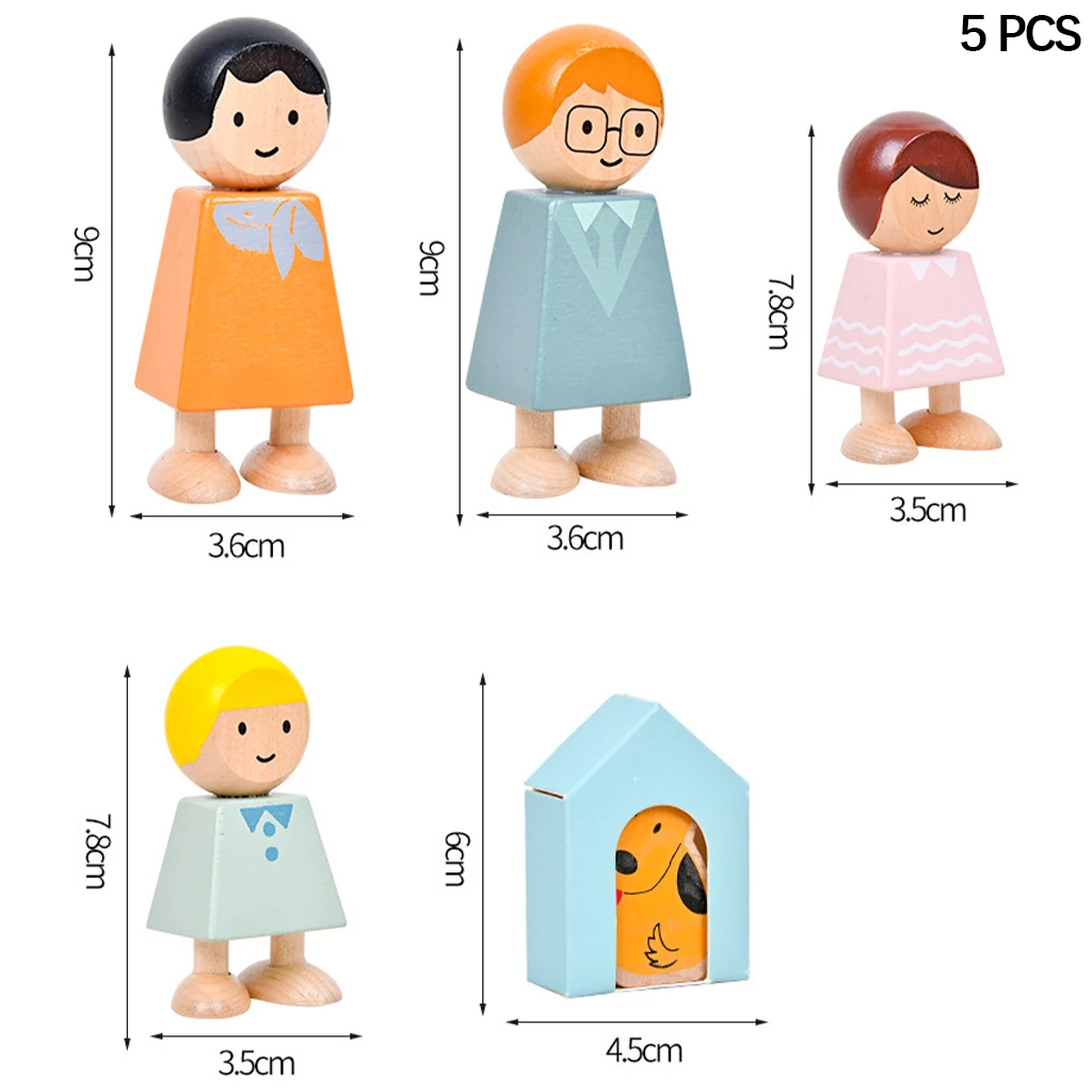 Набор из 5 деревянных блоков для малышей моей семьи-В комплект входят мамы папы